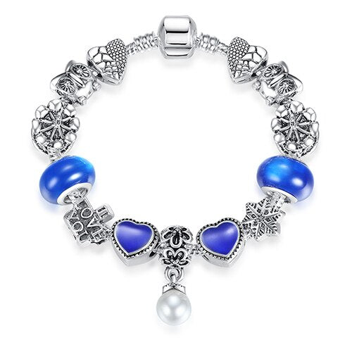 Pulsera con colgantes baño de plata