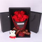 Caja rosas jabon y peluche chica