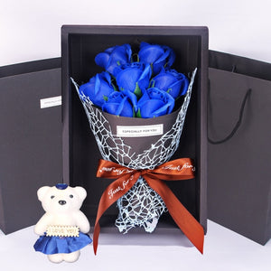 Caja rosas jabon y peluche chica