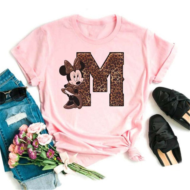 Camiseta manga corta inicales Minnie